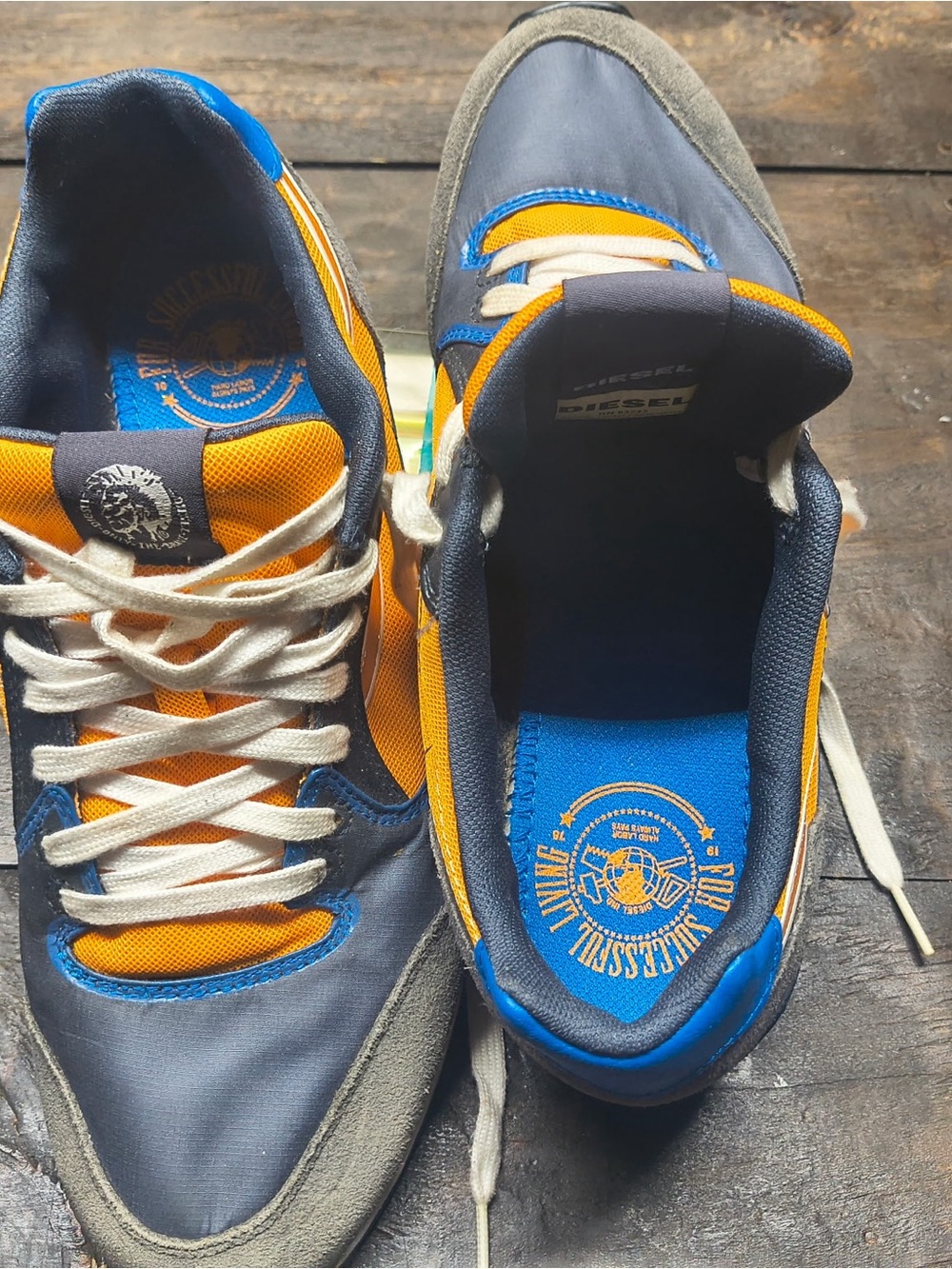 Diesel Men’s Blue, Yellow & Gray Athletic Sneakers